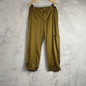 Old Navy Women Cargo Satin Jogger Pants Utility Moss Green Size L Festival